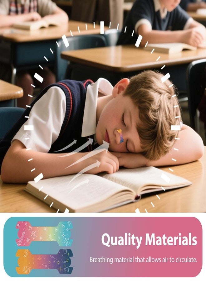 Kuabiz 30 Pcs Kids Nasal Strips 1.73 x 0.55'' Small Size Kids Nose Strips Starry Sky Kid Breathing Strip Astronaut Breathe Snoring Sleep Clips Kid Nose Tape Patch for Stop Snoring Children - Image 5